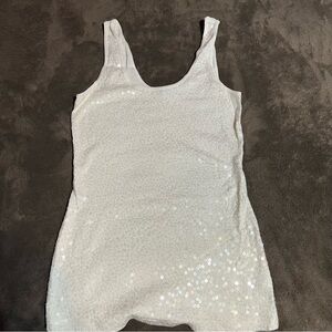 Sequin Embellished White Tank Top